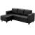 Furny Justin L Shape 4 Seater Interchangeable Leatherette Sofa (Black)